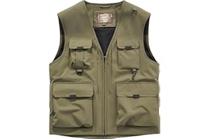 Caweadw Men's Softshell Fishing Vest Outdoor Lightweight Waistcoat Waterproof Utility Cargo Sleeveless Jacket