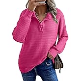 SHEWIN Womens Fall Fashion 2025 V Neck Waffle Knit Long Sleeve Shirts for Women Pullover Tops