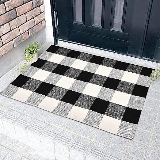 Area Teppich Schwarz Weiss Und Grau Klassisch Kariert Laufer