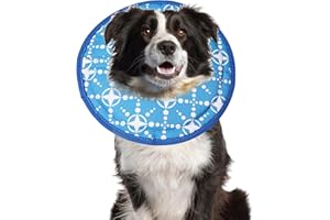 Aberatail Soft Dog Cones for Large Medium Small Dogs After Surgery, Adjustable Soft Cone Collar, Recovery Collars to Prevent Pets from Wounds and Rashes with Hook & Loop and Drawstring (Large)
