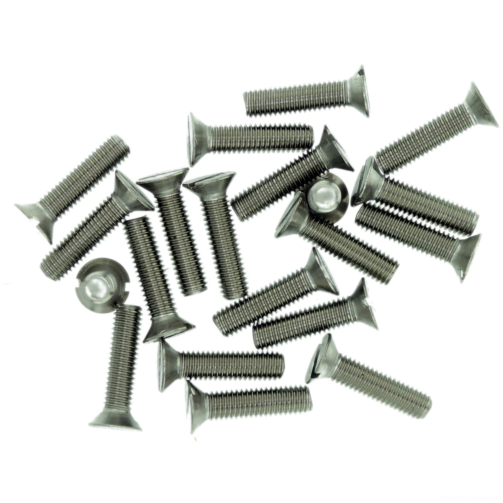 M1.4 (1.4mm x 12mm) Slot Countersunk Machine Screw (Bolt) - Stainless Steel (A2) (Pack of 20)