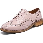 U-lite Women's Perforated Lace-up Wingtip Multicolor Leather Flat Oxfords Vintage Oxford Shoes
