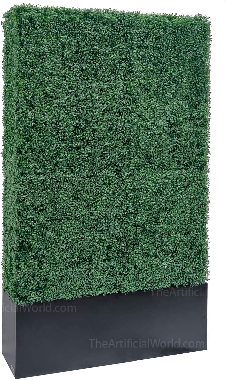 exterior green wall steel matting on Amazon Com Artigwall Upgraded Artificial Boxwood Hedge Divider Fence Wall With Black Stainless Steel Planter Box 79 H X 48 L X 14 D Room Divide Garden Outdoor