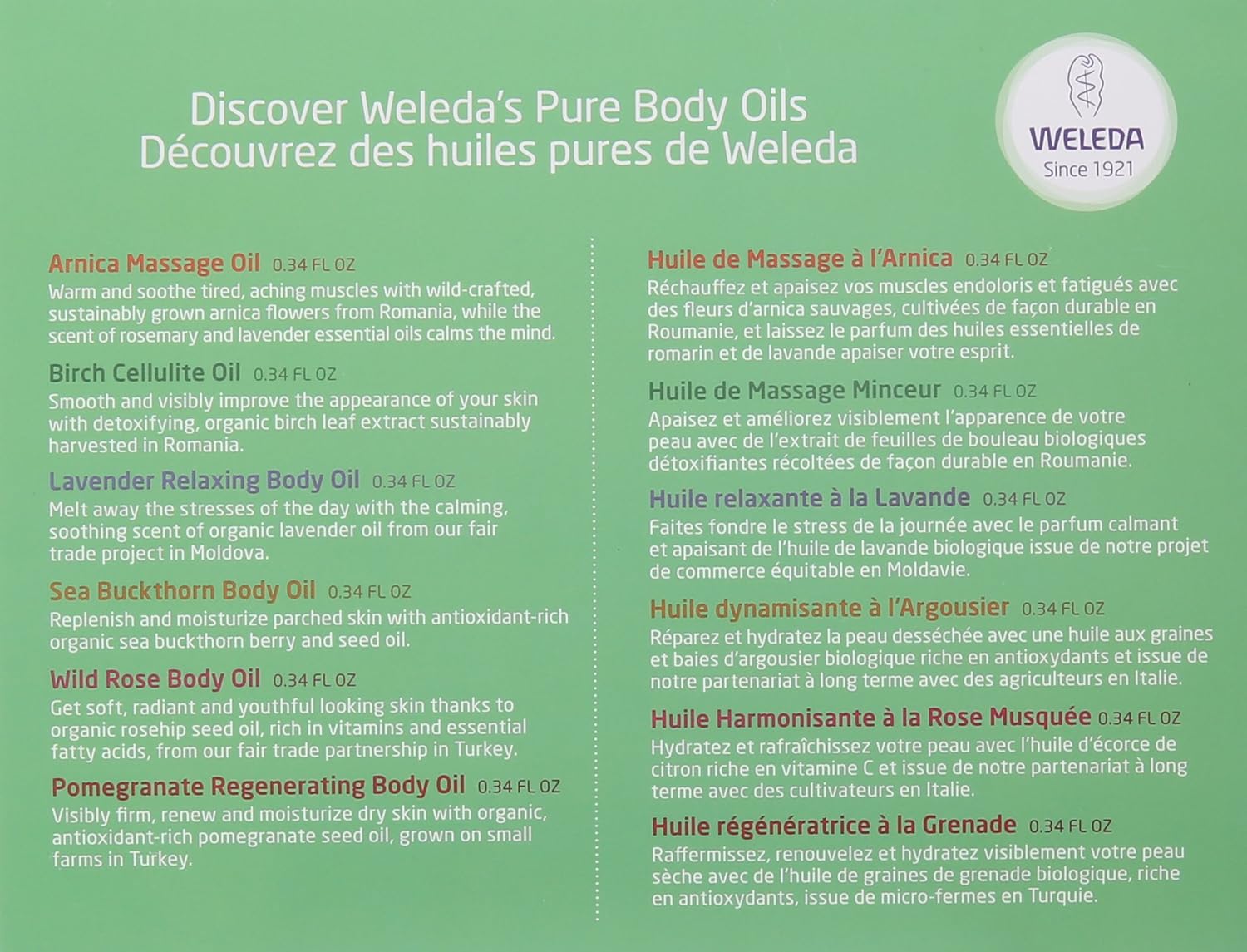 Weleda Body Oil Essentials, Kit, 0.34 Fl Oz (Pack of 6), Variety Pack : Massage Oils : Beauty