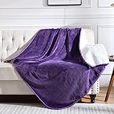 Yaning Waterproof Blanket for Bed Couch Sofa, Soft Liquid Pee Proof Pet Blanket for Dog Puppy Cat, Reversible Sherpa Fleece Furniture Protector (Dark Purple, 50x60 inches)