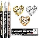 Pagather Chrome Paint Markers, Gold Silver Bronze Permanent Mirror Pens | For Plastic, Metal, Models, Jewelry, Glass &amp; DIY Crafts, Create Reflective Mirror Finishes with Brilliant Metallic Effects