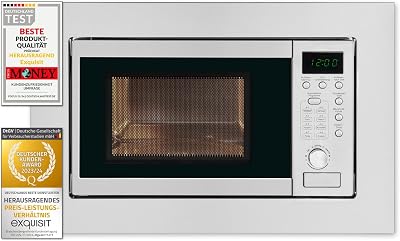 Microondas de Encastre, 20L, 800W, Grill 1000W, Acabado Acero Inoxidable, Temporizador Digital, Luz Interior, Plato 24,5Cm, Medidas 35,5x46,5x34 Cm.