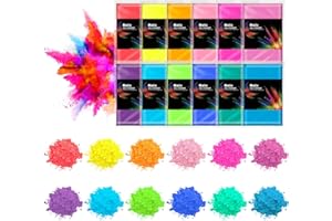 Matio Color Run Powder, 12 Pack 3.5oz/100g Each Natural Holi Powders Assorted Coloring Rangoli Bulk, Washable Chalk Powders Paint for Color War, Summer Camp, Photography Smoke, Gender Reveals