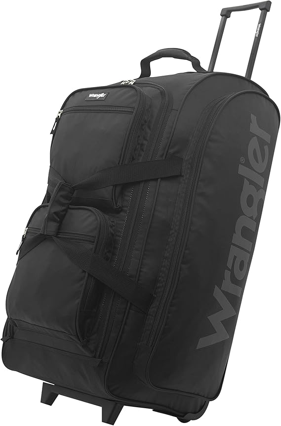 Wrangler Wesley Rolling Duffel Bag, Black, Large 30Inch