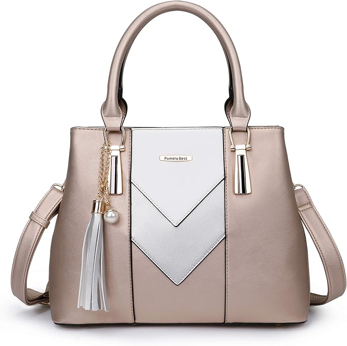 Pomelo Best Women's Handbag Leather Ladies Elegant V Shaped Design with