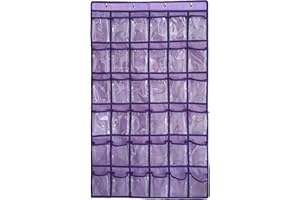 NIMES Hanging Closet Underwear Sock Jewelry Storage Over The Door Classroom Cell Phone Calculator Organizer 36 Clear Pockets (Purple)