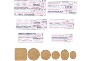 120pcs Small Bandages, Flexible Non-Woven Fabric Adhesive Strips Plasters Including Round Circle Oval & Square Shapes for Fac