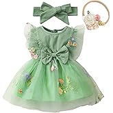 Renotemy Baby Girl Flower Dress Summer, Tutu Tulle Boho Princess Wedding Birthday Party Dresses for Infant Girls 0-18 Months