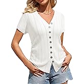 Messic Womens Short Sleeve Sweaters V Neck Casual Summer Knit Pullover Tops