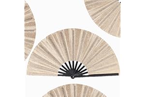 WNWBFM Boots on The Ground Fan,Large Holographic Folding Hand Fan, Clap Fans For Line Dancing,Foldable Craft Holding Laser Colors Hand Fan,Party,Dance Enthusiasts Gift (Champagne)