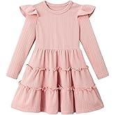 JNKLWPJS Toddler Girl Dress Baby Ruffle Long Sleeve Casual Pleated Fall Dresses