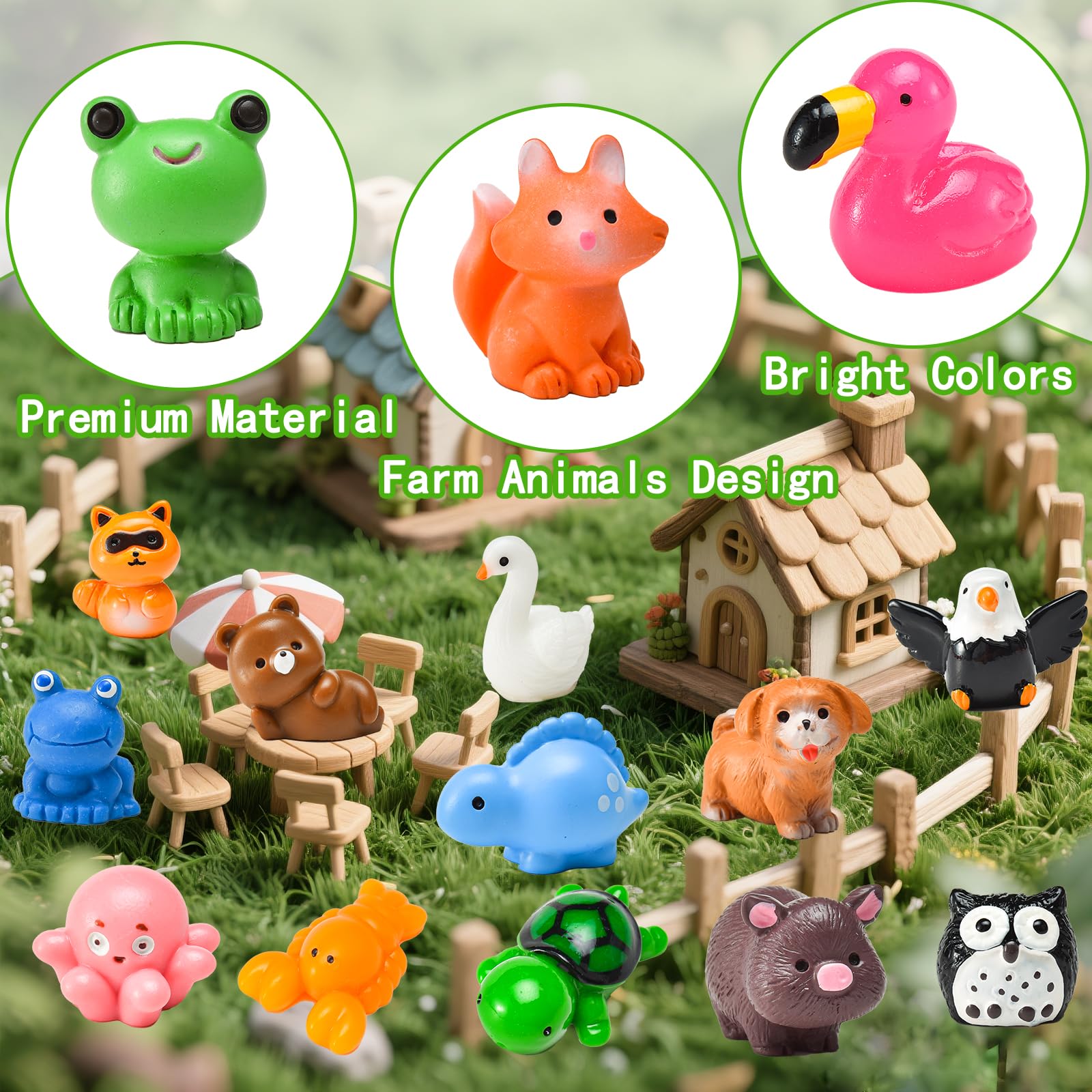 50 Pcs Mini Resin Animal Tiny Resin Animals Figurines Bulk Miniature Little to Hide Small Animal Figures Bulk for Micro Fairy Party Favors Garden Landscape Accessories Dollhouse Crafts Decor