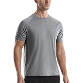 isnowood UPF 50+ Swim Shirts for Men, Sun Protection Short Sleeve Rash Guard Mens Quick Dry Surf Athletic Beach Shirt