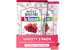 Wiley Wallaby Low Sugar Gluten Free Licorice | Soft Chewy Licorice | Watermelon and Very Berry Flavors | 5.5 Ounce | 2 Pack