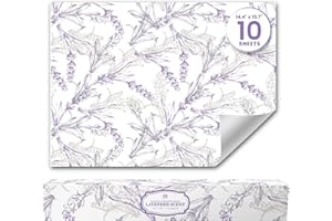 Lavender Scented Drawer Liners for Dresser Drawers (10 Large Sheets, 19.7" x 14.4") - Non Adhesive Drawer Paper Liner for Bed