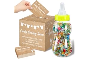 Glenmal 52 Pcs Baby Shower Games Gift Sets Large Baby Bottle for Shower Game Guess How Many Candies Decorations for Gender Reveal(Kraft)