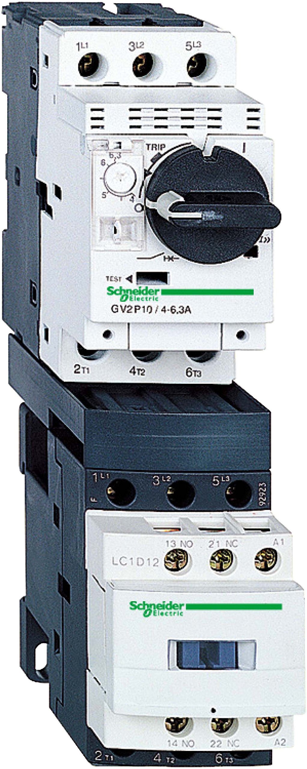 Schneider Electric gv2dp114bd TeSys gv2-dm arrancador COMBI, not reversible, Type 2, 3P, 6 – 10 A, 24 VDC
