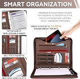 Leathario A4 Portfolio Folder 4-Ring Binder with Notepad 10 Sheet Protectors view 5