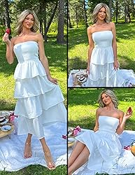 ZESICA Women‘s Summer Boho Strapless Maxi Dress