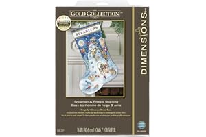 Dimensions Gold Collection Counted Cross Stitch 'Snowman & Friends' Personalized Christmas Stocking Kit, 18 Count White Aida, 16"