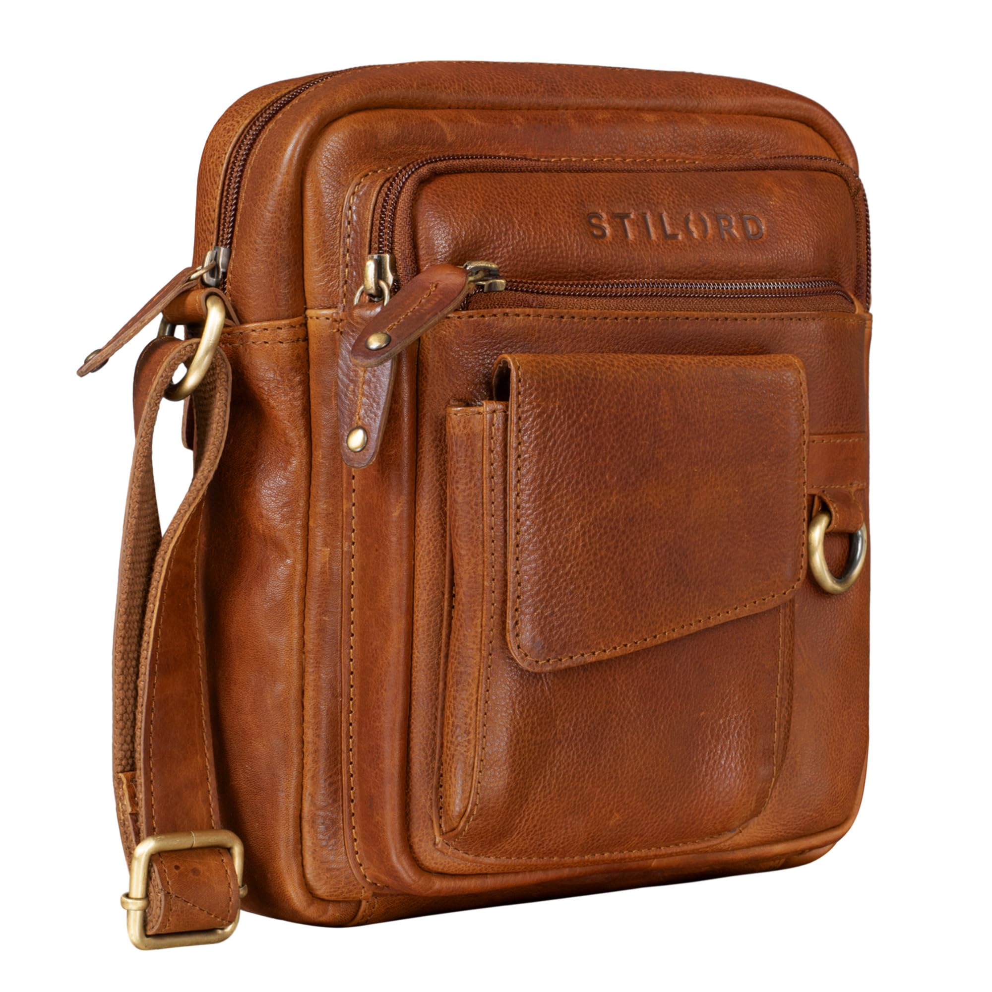 STILORD "Ryan" Crossbody Bag for Men Leather | Small Vintage Messenger Bag for 9.7 Inch iPad | Genuine Leather Shoulder Bag Colour:Texas - Brown