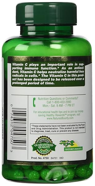 NATURE’S BOUNTY VITAMIN C 500 MG CAPSULES TIME RELEASED 100 CAPSULES (PACK OF 9)
