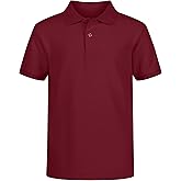 Nautica Boys' School Uniform Short Sleeve Polo Shirt, Button Closure, Comfortable & Soft Pique Fabric