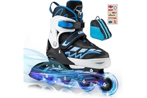OBENSKY Adjustable Inline Skates for Girls and Boys, Fun Illuminating Inline Skates for Kids Ages 5-8 8-12, Roller Skates for Youth Beginners - Includes Free Skate Bag