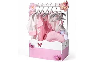 GiftAmaz Pink Wooden Baby Shower Crate Closet, Baby Storage Crate with Handle, Baby Shower Gifts Basket, Baby Welcome Box for