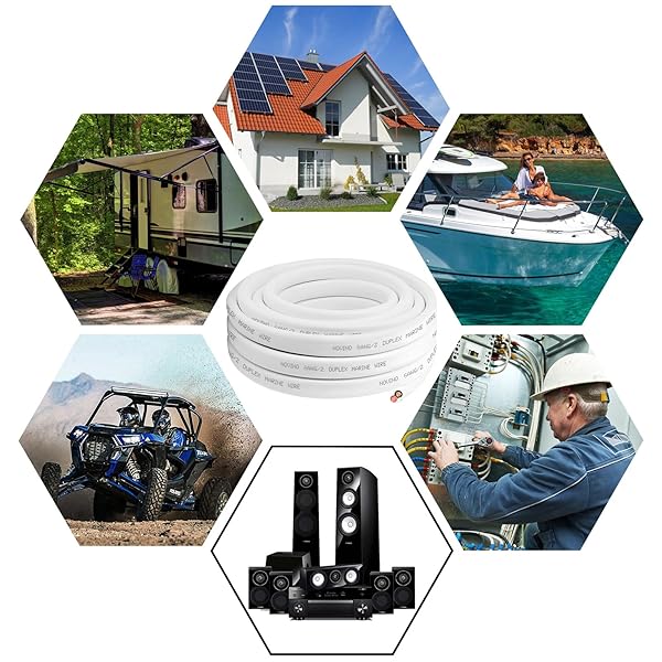 6 GAUGE MARINE WIRE DUPLEX MARINE GRADE WIRE,6 AWG 50FT TINNED COPPER BOAT ELECTRICAL CABLE FOR BOAT/AUTOMOTIVE/RV/CAMPER OUTDOOR USE