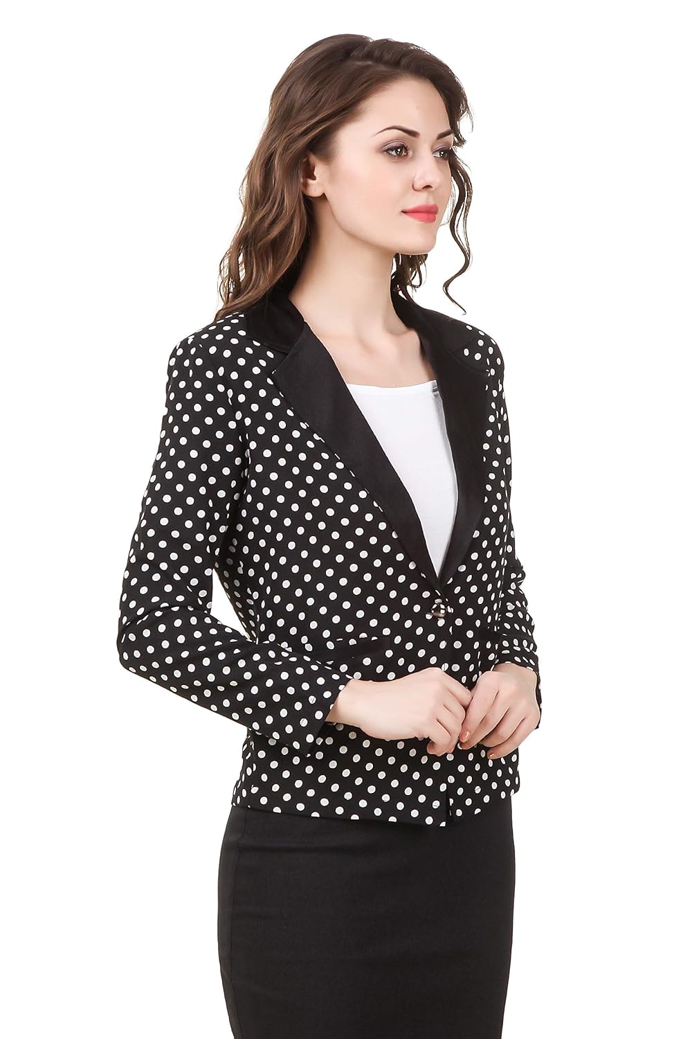 texco white polka dot summer women blazer