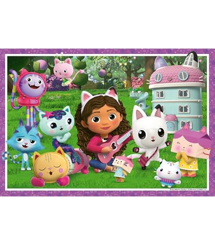 Trefl Puzzle 3 en 1 : Maison de poupée Gabby, Faites connaissance avec Gabby et les chatons - 3 x 50 pièces, 3 pièces - Jeu de 3 puzzles pour enfants à partir de 4 ans