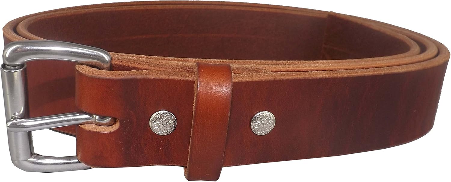 Amish Handmade Leather Heavy Duty Work Tool Gun Belt W150P (50", Medium Brown) at Amazon Men’s