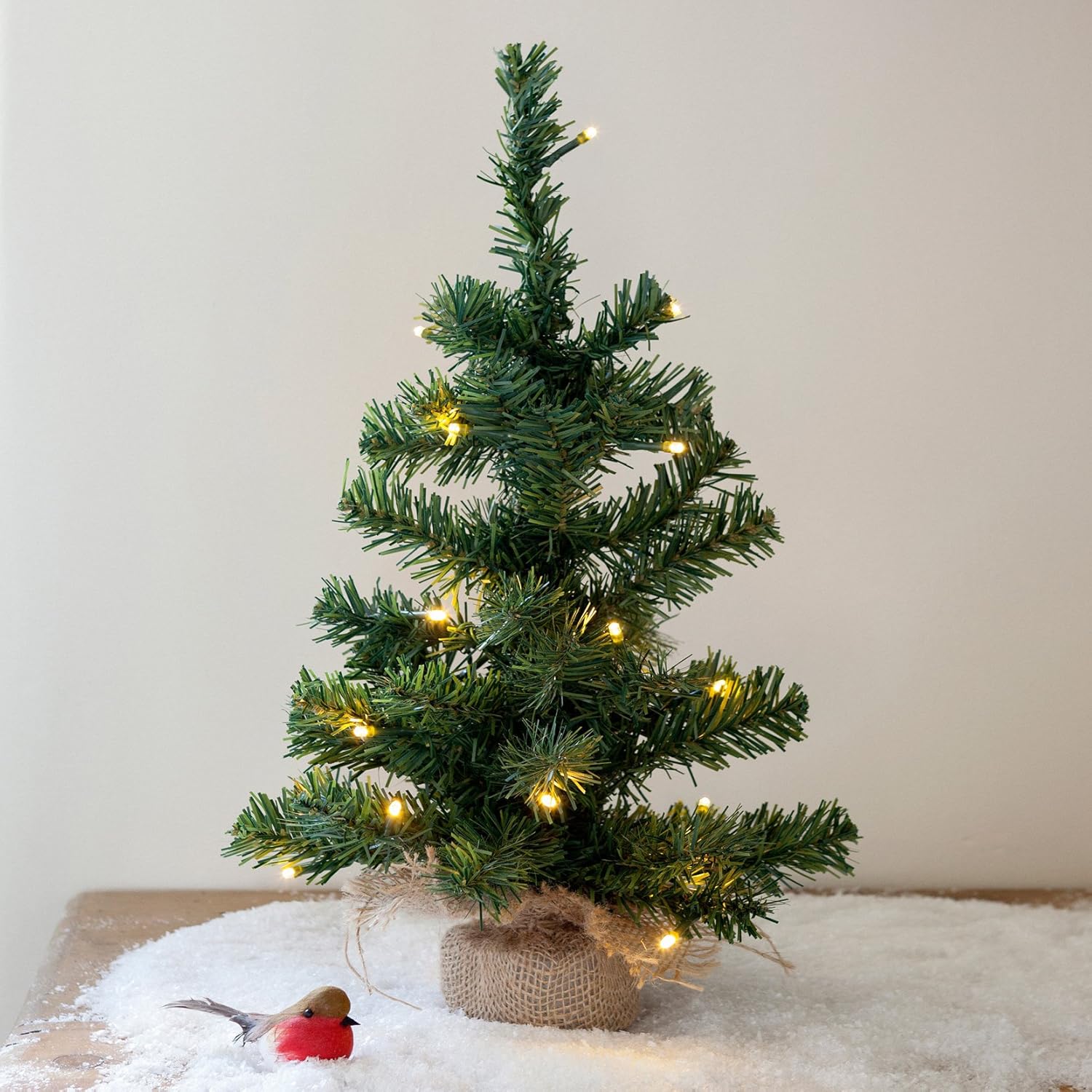 Lights4fun 45cm Mini Christmas Tree with 20 Warm White LED Battery