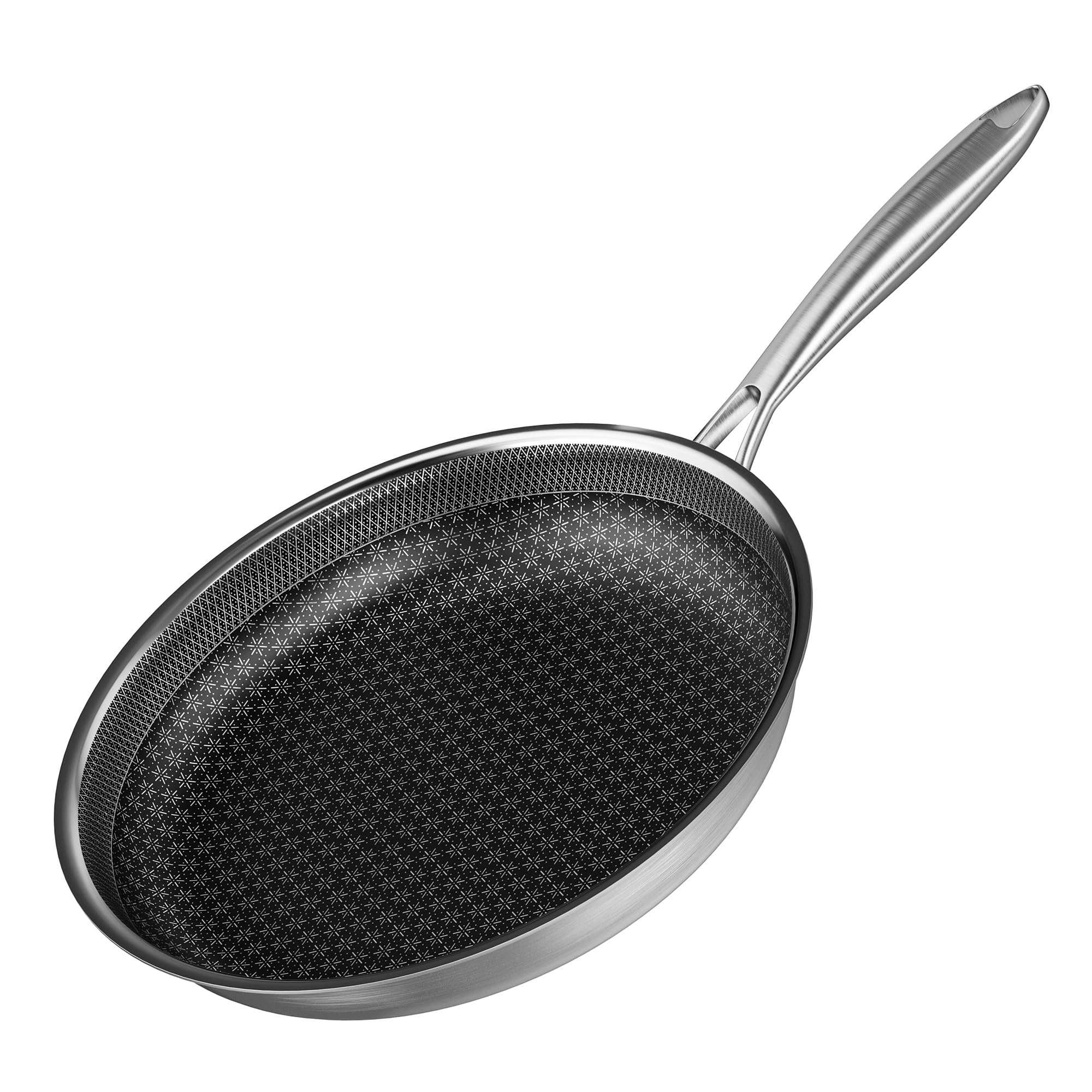 RIOVARM 20 cm Stainless Steel Frying Pan Induction Non-Stick Wok Pan with Stainless Steel Handle Frying & Universal Pans for All Hobs Dishwasher Safe Omelette Pan Three-Layer Structure — image 1