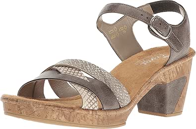 Amazon.com | Rieker Women's 69739 Roberta 39 Smoke/kiesel/Fango Silver Sandal | Sandals