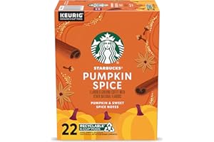 Starbucks K-Cup Coffee Pods, Pumpkin Spice Flavored for Keurig Coffee Makers, 100% Arabica, Limited Edition, 1 Box (22 Pods)