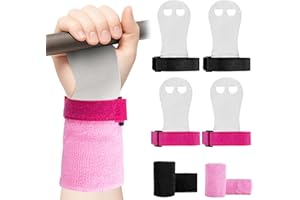 JDVBDNK 2 Pairs Gymnastics Hand Grips, Gymnastics Equipment for Kids, Gymnastics Wristbands Sets, Gymnastic Bar Grip Gloves and Gymnastics Wrist Support Sports Accessories for Workout Exercise