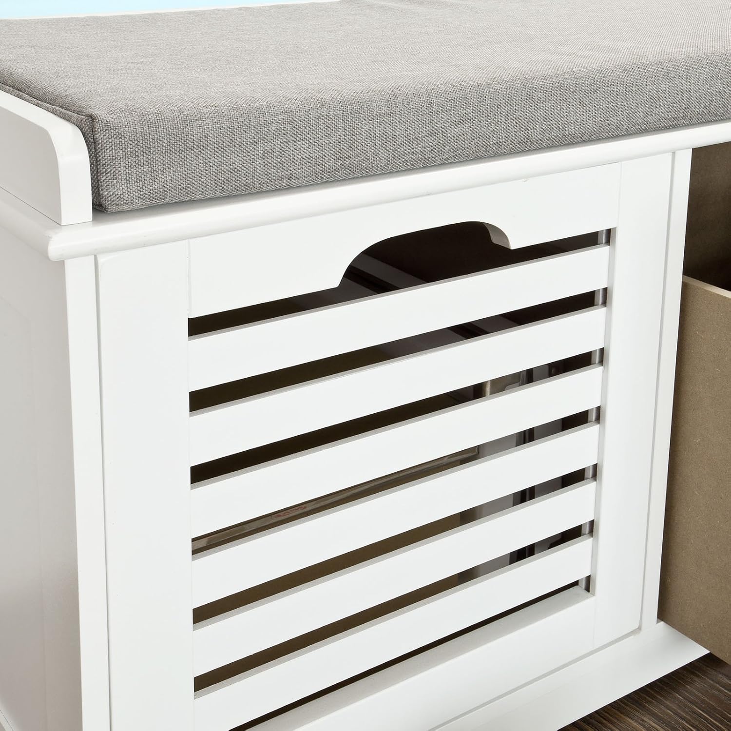 Haotian FSR23-K White Storage Bench with 2 Drawers & Removable Seat Cushion, Shoe Cabinet Shoe Bench (White): Kitchen & Dining