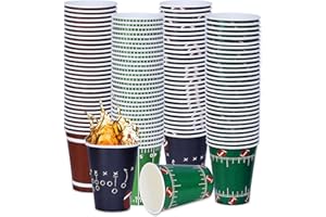 VISIVESSEL 120 Pcs 16 OZ Disposable Paper Football Themed Party Cups with 4 Designs for Football Party Decorations, Game Day, Birthday, Tailgate& Super Bowl Supplies (120 Pcs cups(16 OZ))