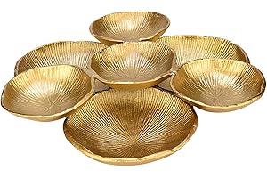 CRUISER’S CACHE Cruiser’s Caché Cluster of 7 Bowls, 15", Handcrafted Rustic Gold Sculpted Shell Design