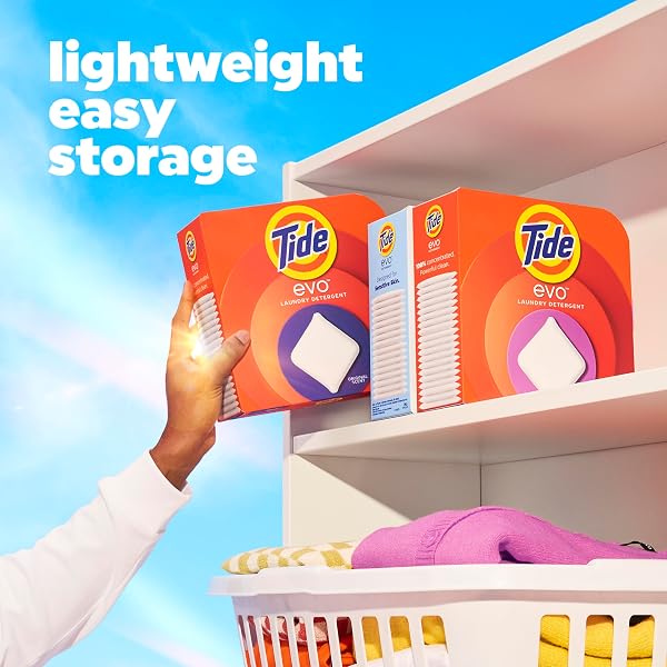 TIDE EVO LAUNDRY DETERGENT SPRING BLAST SCENT WORKS ON 100% OF COMMON STAINS CONCENTRATED TRAVEL DETERGENT HE COMPATIBLE AND INSTANT DISSOLVE FIGHTS STAINS BETTER THAN LEADING DETERGENT SHEET 42 COUNT