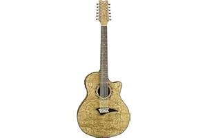 DEAN GUITARS Dean Exotica Quilt Ash Acoustic-Electric 12 String Guitar, Gloss Natural
