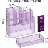 Marbrasse Mesh Desk Organiser Multifunctional Pen Holder Purple 26x23x10 cm view 5