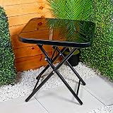 Taylor & Brown 50cm Folding Drinks Side Table - Black Tempered Glass view 2